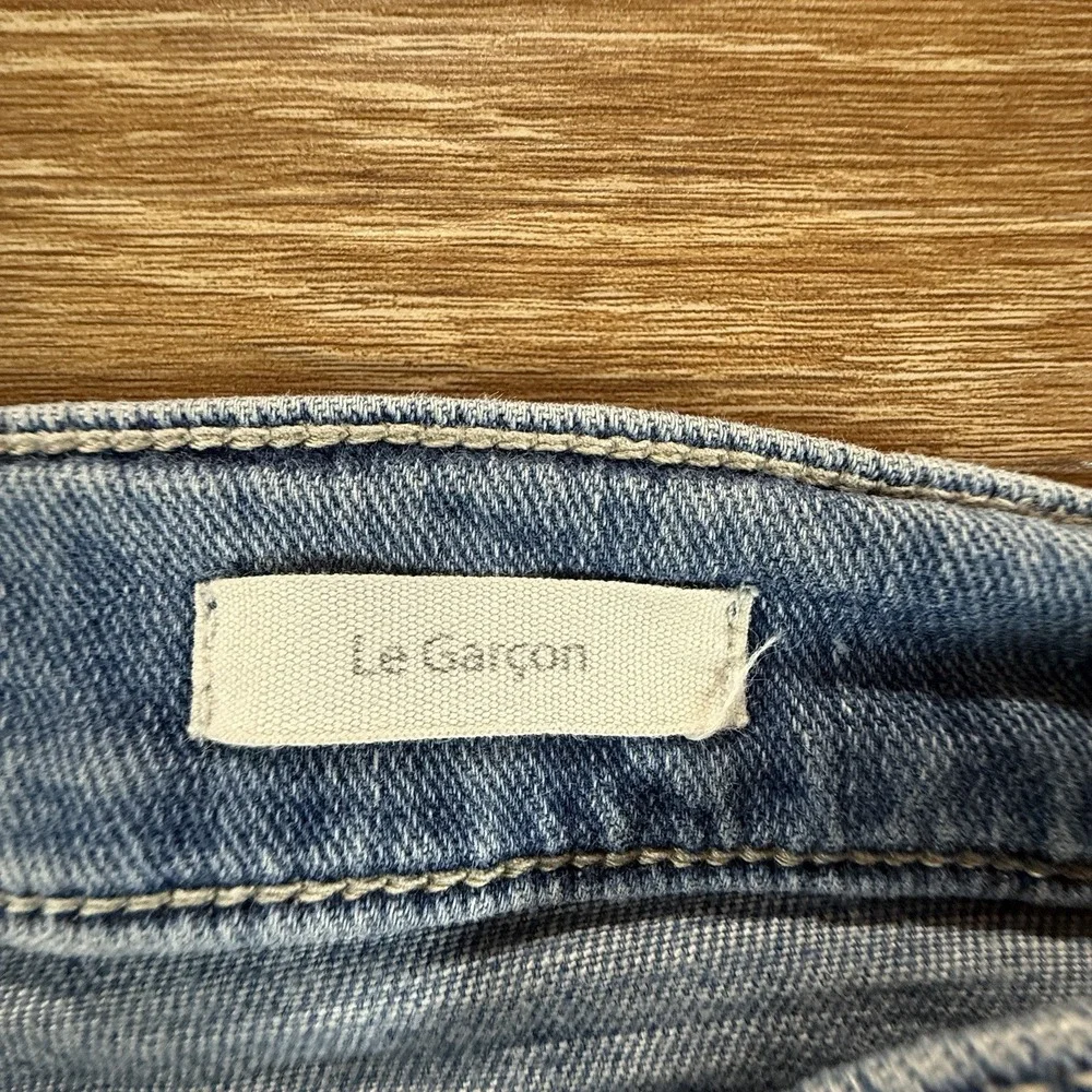 FRAME Le Garcon Women's 28 Blue Crop Skinny Jeans Raw Hem Stretch Denim Designer